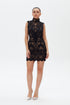 DARK NAVY BLUE HIGH NECK MINI DRESS